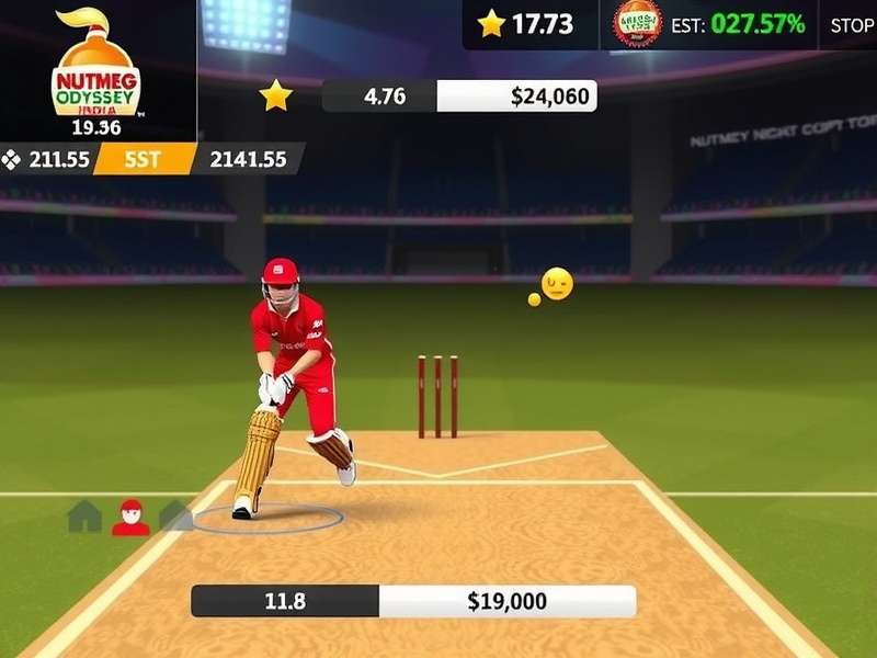 Nutmeg Odyssey India gameplay screenshot showing cricket match